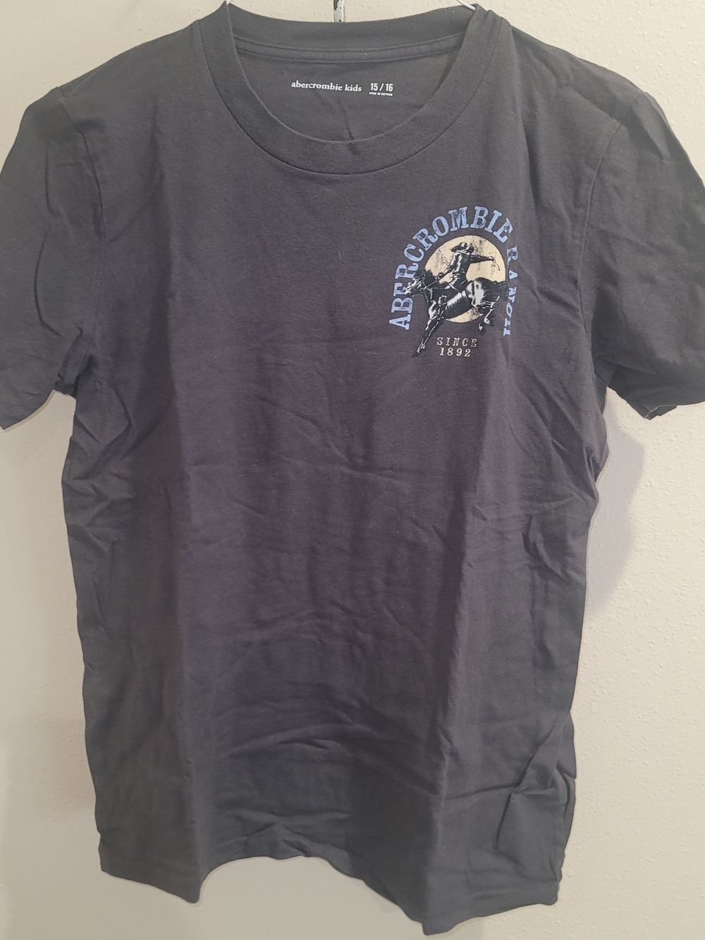 abercrombie kids Black Short-Sleeve Tee with Blue and Cream Logo